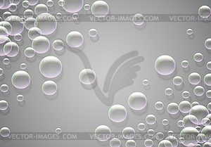 Soap bubbles abstract background with rainbow - vector clipart