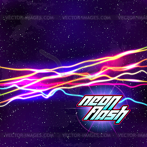 Neon lines New Retro Wave background with 80s vhs - vector clipart