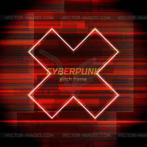 Glitch cyberpunk frame with technology error and - vector clip art