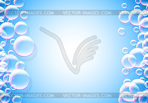 Мыльные пузыри абстрактный синий фон с радугой - клипарт