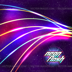 Neon lines New Retro Wave background with 80s vhs - vector image