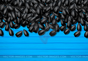 Фон семян подсолнечника с кучей черных зерен - векторное графическое изображение