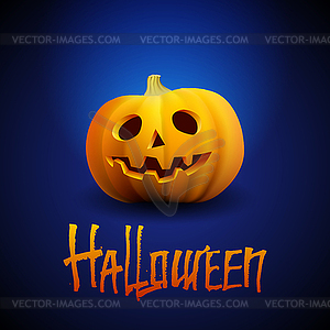 Halloween pumpkin carved portrait with spooky face - vector clipart