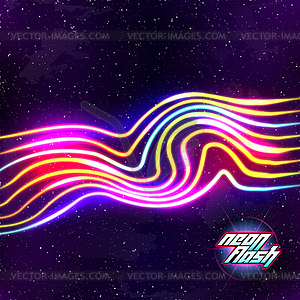 Neon lines New Retro Wave background with 80s vhs - vector clipart