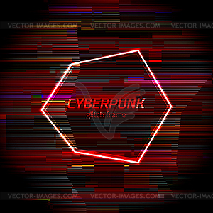 Glitch cyberpunk frame with technology error and - vector image