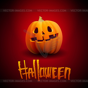 Halloween pumpkin carved portrait with spooky face - vector clip art