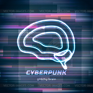 Glitch cyberpunk frame with technology error and - vector clipart