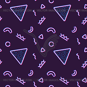 Neon seamless pattern with memphis and 80s style - vector clipart