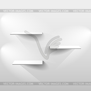 Three shelves with shadow in empty white room - royalty-free vector image