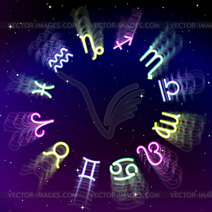 Astrology zodiac signs wheel with twelve colorful - vector clip art