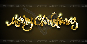 Merry Christmas calligraphic golden lettering with - vector image