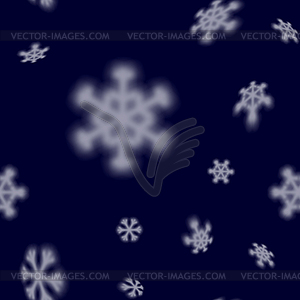 Christmas seamless snowflakes pattern with blurred - vector clip art