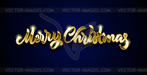 Merry Christmas calligraphic golden lettering with - color vector clipart