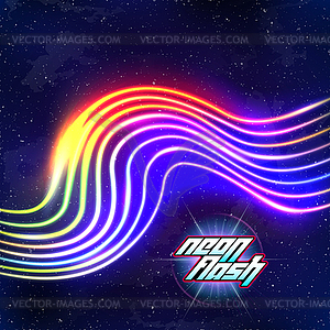 Neon lines New Retro Wave background with 80s vhs - vector clip art