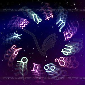 Astrology zodiac signs wheel with twelve colorful - vector image