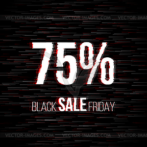 Black friday sale badge with glitch effect - vector clipart