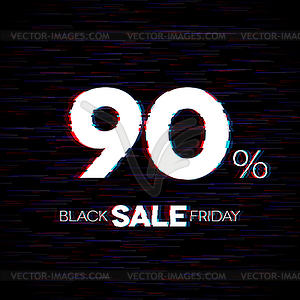 Black friday sale badge with glitch effect - vector image