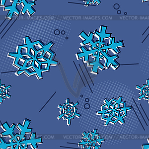 Christmas seamless snowflakes pattern with memphis - vector clipart