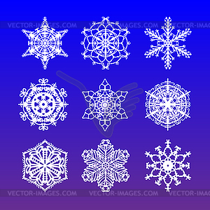 Christmas snowflakes set with complicated - vector clip art