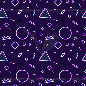 Neon seamless pattern with memphis and 80s style - vector clipart