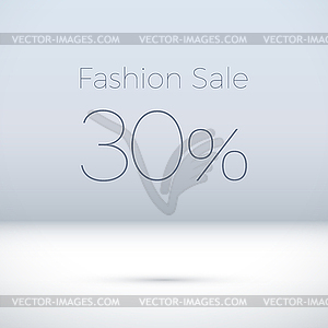 Fashion Sale sign in empty white room - vector clip art