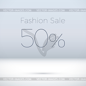 Знак продажи моды в пустой белой комнате - векторное изображение EPS