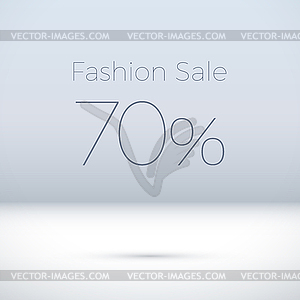 Fashion Sale sign in empty white room - vector image