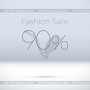 Fashion Sale sign in empty white room - vector image