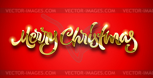 Merry Christmas calligraphic golden lettering with - vector clipart