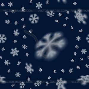 Christmas seamless snowflakes pattern with blurred - vector clip art