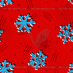 Christmas seamless snowflakes pattern with memphis - royalty-free vector clipart