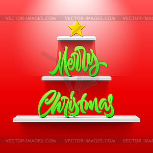 Merry Christmas lettering on ChristmasTree shaped - vector clipart