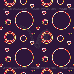 Neon seamless pattern with memphis and 80s style - vector clipart