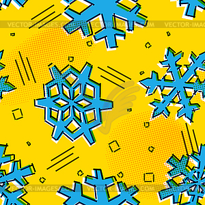 Рождественские бесшовные модели снежинок с memphis - изображение в векторном формате