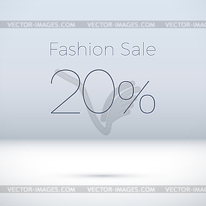 Fashion Sale sign in empty white room - vector clip art