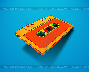 Compact cassette for music or audio records with - vector image