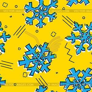 Рождественские бесшовные модели снежинок с memphis - изображение векторного клипарта