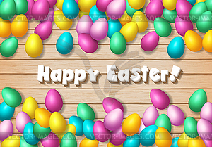 Easter frame with shiny colorful happy eggs spread - vector clip art