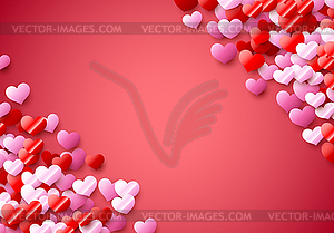 Открытка на День Святого Валентина с разбросанной красочной фольгой - клипарт в векторе