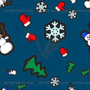 Christmas seamless pattern with holiday toys and - color vector clipart