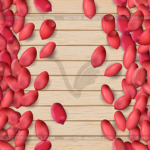 Arachis or peanuts background with red scattered - vector image
