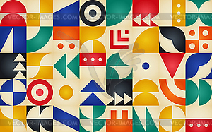 Geometric retro pattern with 30s styled shapes - vector image