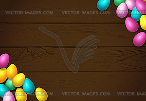 Easter frame with shiny colorful happy eggs spread - vector clipart
