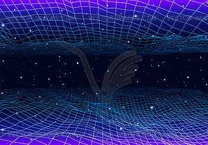 Ретро неоновый фон с 80-х годов в стиле лазерной сетки - векторизованное изображение клипарта