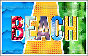 Beach lettering with summer vacation theme - royalty-free vector image