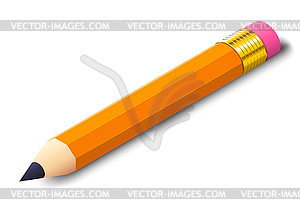 Pencil with eraser realistic icon with isometric - vector clipart
