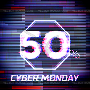 Cyber monday sale discount poster or banner with - vector image