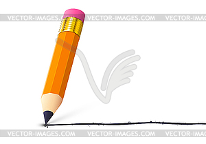 Pencil with eraser realistic icon with isometric - color vector clipart