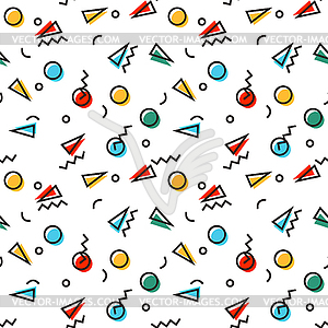 Seamless pattern with 80s memphis style geometric - vector clipart