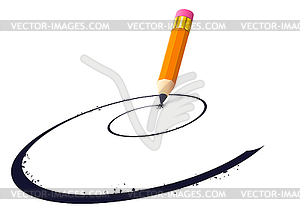 Pencil with eraser realistic icon with isometric - stock vector clipart